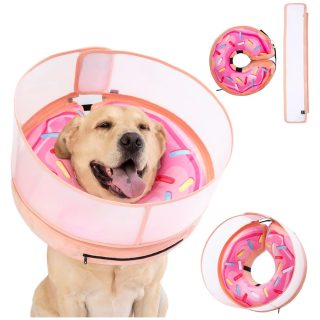 Collar Isabelino Inflable Diseño Dona con Borde para Perros L