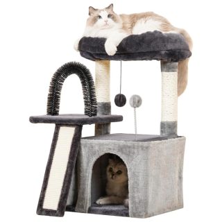 Rascador Torre con Condominio + Cepillo Arco para Gatos 41x34x76 Cm