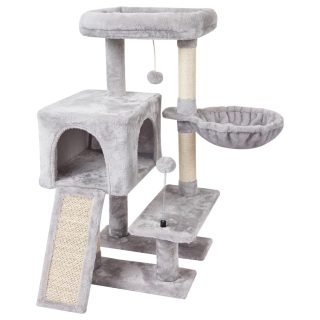 Torre Rascador con Condominio + Hamaca y Pompón 36x41x88 Cm