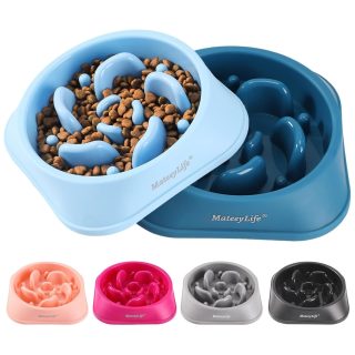 2 Cuencos de Alimentación Lenta Antideslizantes para Mascotas 4×19 Cm