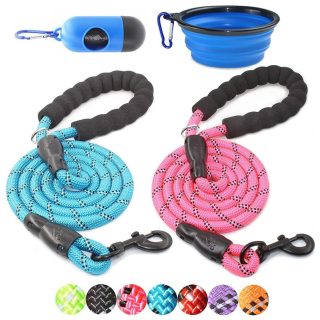 Paquete de 2 Correas para Perro con Cómodo Mango Acolchado e Hilos Altamente Reflectantes 150 Cm