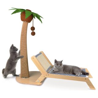 Rascador Palmera con Silla de Descanso para Gatos 57x31x74 Cm