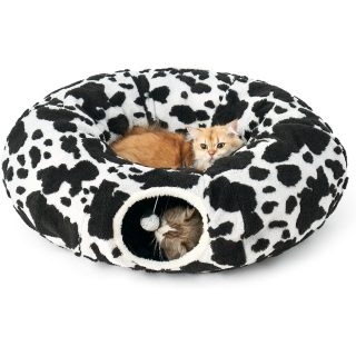 Cama Túnel Versátil para Gatos con Cojin Extraíble Lavable 85x85x25 Cm