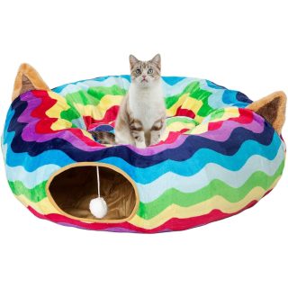 Cama Túnel Arcoíris para Gatos 85x85x25 Cm