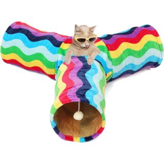 Túnel Arcoíris Plegable para Gato 70x60x25 Cm