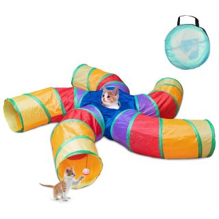 Túnel Múltiple Plegable Interactivo para Gatos 150x150x24 Cm