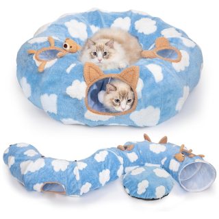 Cama Túnel Interactivo Diseño Cielo para Gatos 86x86x15 Cm