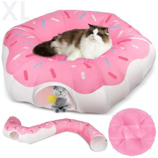 Cama Túnel Interactiva Diseño Dona para Gatos 104x104x24 Cm