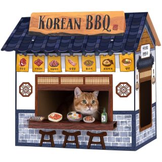 Casa de Cartón Coreana con Rascador para Gatos 32x50x52 Cm