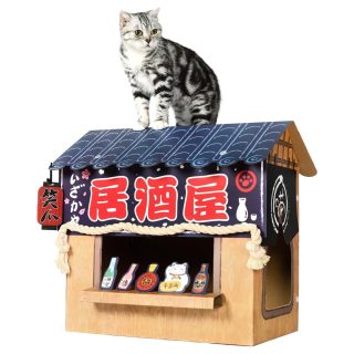 Casa de Cartón Izakaya con Rascador para Gatos 32x50x52 Cm