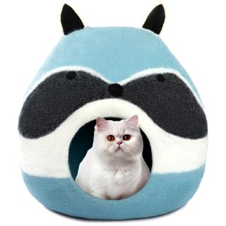 Casa iglú Mapache de Lana Artesanal para Mascotas 45x55x27 Cm