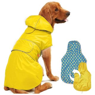Impermeable Reversible con Capucha y Rayas Reflectantes para Mascotas