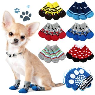 24 Calcetines antideslizantes con Protectores de Patas para Mascotas