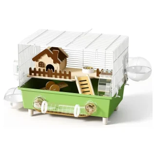 Jaula Hámster Full Kit (47x32x30 cm) 10 Accesorios, Anti-Mordidas y Desmontable para Limpieza Fácil