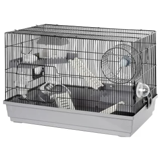 Jaula Hámster XL Kit Full Accesorios (56 x30.5×38 cm) Rueda, Castillo y Base de Fácil Limpieza