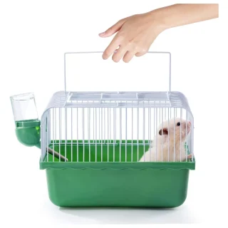 Jaula Transportadora Portátil para Hámster (24x11x17.5 cm) | Malla Ventilada y Base Antifugas