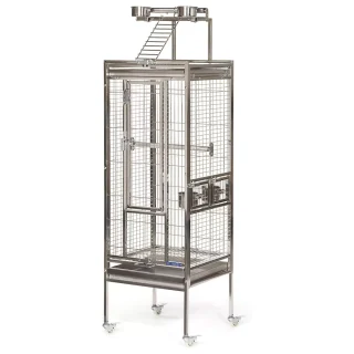 Jaula de Acero Inoxidable de 45x45x155 Cm – Loros y Cacatúas Con Cerraduras de Segurida