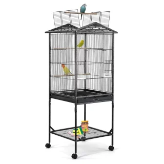 Jaula de Hierro Forjado para Loros y Cacatúas de 120x46x46 Cm con Techo Abierto