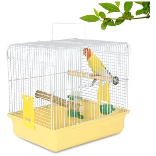 Jaula de Viaje Portátil de 30x30x25 Cm para Periquitos con Bandeja Anticaída