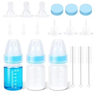 Kit de Alimentación de 18 Piezas para Cachorros y Gatitos | Biberón Antiasfixia y Tetinas de Silicona