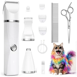 Kit de Aseo 3 en 1 para Perros y Gatos – Silencioso y Recargable para Pelaje Grueso y Enredado