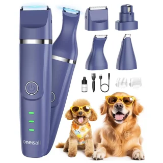Kit de Aseo Inalámbrico 4 en 1 para Perros y Gatos – Silencioso, Recargable y Completo