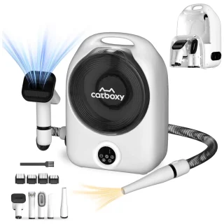 Kit de Aseo Profesional 5 en 1 para Mascotas – Secador y Aspiradora de Pelo con Succión de 10,000 Pa