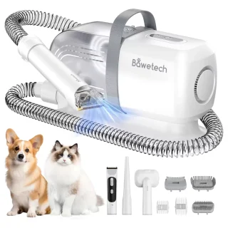 Kit de Aseo Profesional 5 en 1 para Mascotas – Aspiradora de Pelo, Secador y Cortadora con Succión de 11,000 Pa