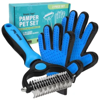 Kit de Aseo para Perros y Gatos: Cepillo Doble Cara y Guantes para Eliminar Pelo