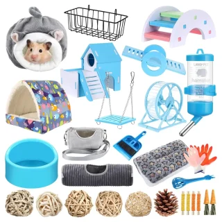 Kit de Inicio 24 Piezas para Conejillo de Indias (Cuy) | Set Completo Ahorra Tiempo con Cama, Túnel y Juguetes Molares