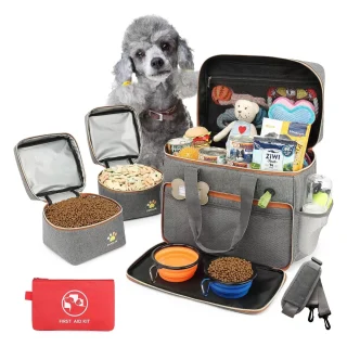 Bolsa de Viaje para Perros y Gatos | Maleta Organizadora para Viajes de Fin de Semana de 37x30x18 Cm