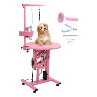 Mesa Eléctrica Profesional de Peluquería Canina con Escritorio Giratorio 360° – 60x60x99 cm