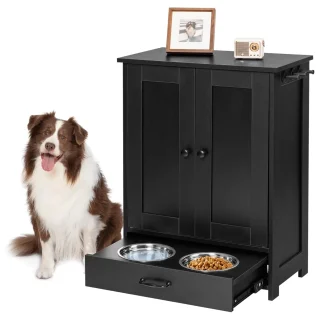 Mueble Comedero Perro con Organizador de Alimento y Cajon Oculto 60x35x80 cm