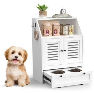 Mueble Comedero para Perros con Organizador de Alimento y Sistema Antivuelco 27 kg