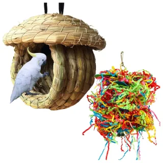 Nido Colgante de Hierba Natural para Pájaros Pequeños | Ideal para Canarios y Periquitos