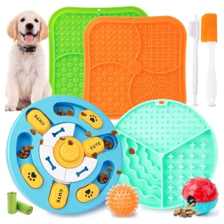 Paquete de 8 Juguetes de Enriquecimiento para Perros | Set de Rompecabezas y Comedero Lento