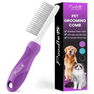 Peine de Metal para Perros y Gatos – Doble Diente para Eliminar Nudos y Pelo Muerto