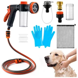 Pistola de Agua para Bañar Perros y Gatos – 10 Modos de Rociado y Dispensador de Jabón