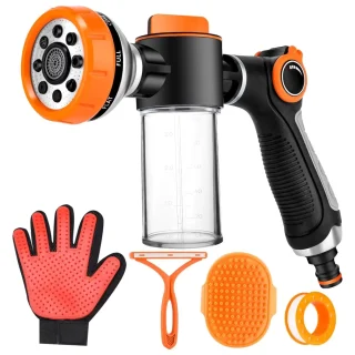 Pistola de Agua para Bañar Perros y Gatos – con Dispensador de Jabón y 8 Modos de Rociado