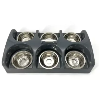Plato de Destete para Cachorros | Sistema de Alimentación Múltiple con 6 Puestos de 55x31x12 Cm