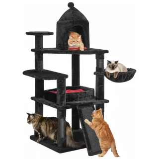 Rascador Gótico de Lujo (130x50x50 cm) –  Cama Ataúd XL y Firmeza Triangular para 4-6 Gatos