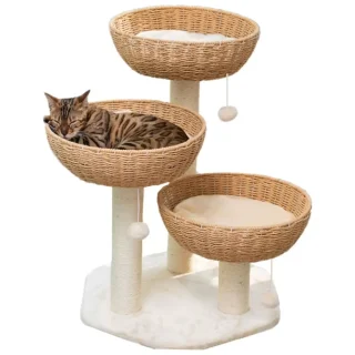 Rascador con Cesta (74x60x53 cm): Base Metálica Firme para Gatos Grandes