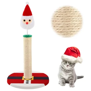 Rascador de Sisal para Gatos (30x30x57 cm) | Diseño Papá Noel Navideño | Protector de Muebles y Uñas Sanas