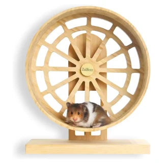 Rueda de Ejercicio Ultra Silenciosa de Bambú | Doble Rodamiento y Altura Ajustable para Hámster