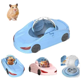 Rueda de Ejercicio para Hámster: Coche Deportivo 3 en 1 | Jaula Desmontable, Entrenador Fijo y Modo Carrera