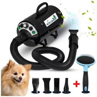 Secador Profesional para Perros – Ultra Silencioso, 2800W de Potencia y Kit de Accesorios