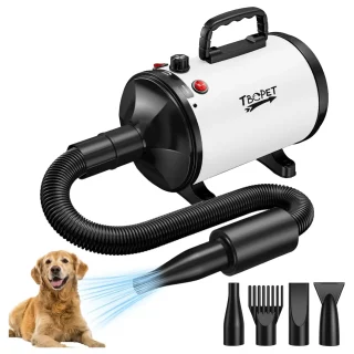 Secador de Pelo Profesional para Mascotas – Potente 3800 W de Alta Velocidad y 4 Boquillas