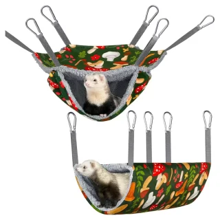 Set XL 2-en-1: Hamaca Doble y Túnel Colgante para Hurón, Cobaya y Múltiples Roedores. Suave, Resistente y Lavable