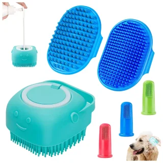 Set de 6 Cepillos de Aseo para Perros y Gatos: Incluye Cepillos de Baño y Dientes