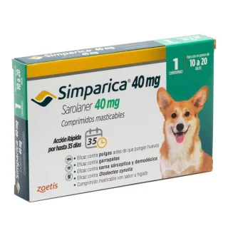Simparica 40 mg (1 Comprimido): Antiparasitario para Perros de 10 a 20 kg